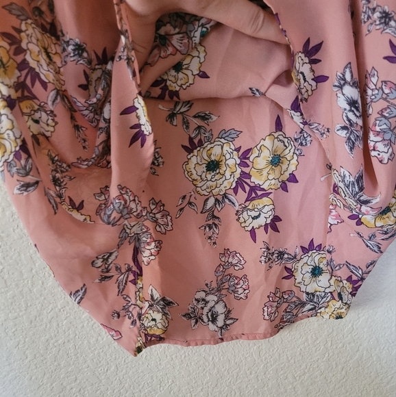Papermoon Pink and Yellow Floral Blouse With Keyhole Back Size Large - Picture 6 of 14
